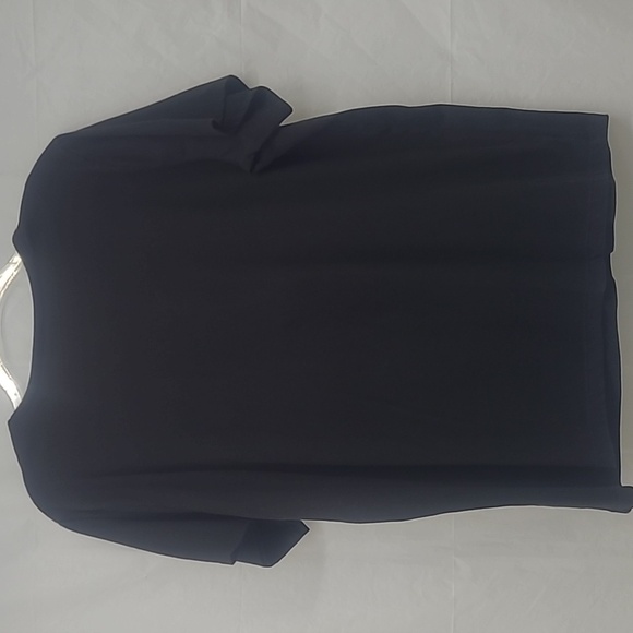 Short Sleeve T-shirt Black Qtr Button V Neck Striped Trim - Picture 3 of 8